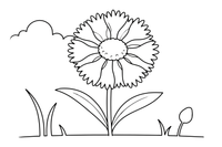 One big cornflower with frilly petals, close up – Lithuanian Nature Plants coloring page