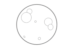 One big full moon filling the entire page, round and centered, with several large round craters of different sizes drawn as simple outlines, nothing else around it, plain white background, no stars, no sky, no extra details – The Moon coloring page