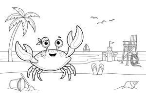 A crab walking sideways on the beach – Crabs coloring page