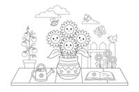 A bunch of sunflowers in a vase – Golden Sunflower Bloom coloring page