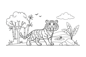 A tiger roaring with its mouth open – Playful Tiger Wild coloring page