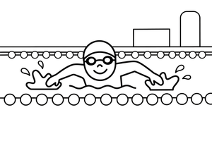 A swimmer racing in a pool lane – Dynamic Swimming Swimmers coloring page