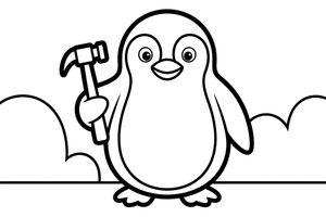 Penguin with a hammer – Penguin Fix-It Crew coloring page