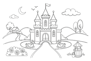 A princess castle with sparkly towers – Castle coloring page