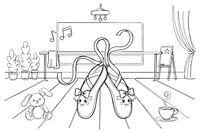 A pair of ballet shoes with ribbons – Graceful Ballerina coloring page