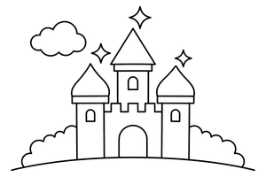 A princess castle with sparkly towers – Castle coloring page