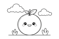 Kawaii Cute a smiling orange with happy eyes – Kawaii Cute Food coloring page