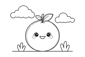 Kawaii Cute a smiling orange with happy eyes – Kawaii Cute Food coloring page