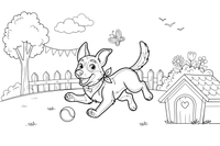 German shepherd puppy – Playful German shepherd Dog coloring page