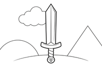 A shiny sword with a decorated handle – Adventure Gear coloring page