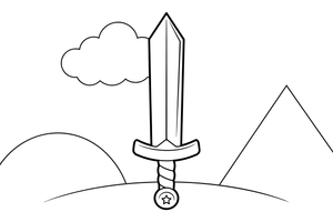 A shiny sword with a decorated handle – Adventure Gear coloring page