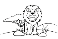 A lion roaring with its mouth open – Lion Majesty coloring page