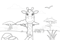 A giraffe peeking over the treetops – Giraffe Wild Wonders coloring page
