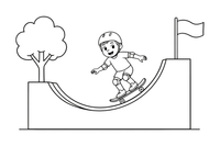A skater going up a half-pipe – Cool Skateboarding coloring page