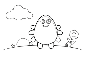 A blobby alien with lots of little arms – Friendly Alien coloring page