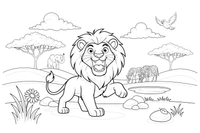 A lion roaring with its mouth open – Lion Majesty coloring page