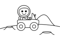 An astronaut driving a space rover – Space Rover Trails coloring page