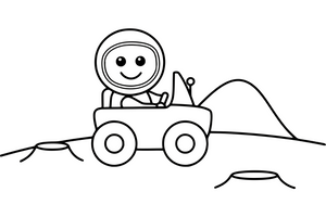 An astronaut driving a space rover – Space Rover Trails coloring page