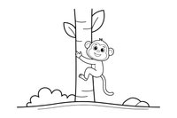 A monkey climbing up a trunk – Monkey coloring page