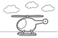 A helicopter with a spinning top rotor flying in the sky – Air coloring page