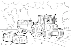Tractor and Hay Bales – Farm Tractors coloring page