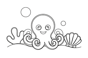 An octopus with eight curly arms – Colorful Sea Creature coloring page