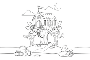 Martian treehouse adventure – Martian Outdoor Fun coloring page