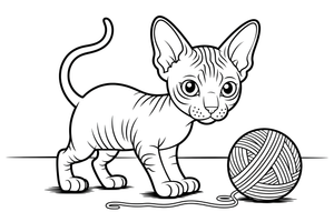 Sphynx with Yarn Ball – Sphynx Kittens coloring page
