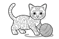 Bengal cat with a ball of yarn – Bengal Cat coloring page