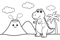 T-Rex next to a volcano – T-Rex Dino Moments coloring page