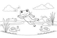 A frog jumping into the water – Curious Frog Wild coloring page