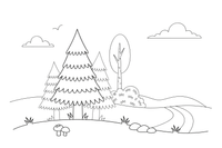 A tall pointed fir tree covered in needles – Trees coloring page