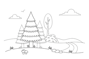 A tall pointed fir tree covered in needles – Trees coloring page