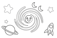 A big spiral galaxy swirling with stars – Exploring Space Objects coloring page