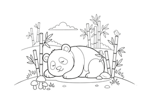 A panda curled up asleep – Playful Panda Wild coloring page