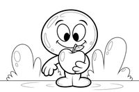 Martian smelling apple – Martian Apple Fun coloring page