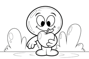 Martian smelling apple – Martian Apple Fun coloring page