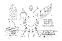 A crystal ball held in two hands – Enchanted Magic Item coloring page