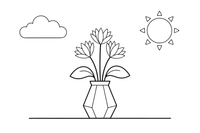 A modern arrangement with tall spiky flowers in a geometric vase – Spring Bouquet Flower coloring page