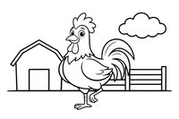 A rooster standing on one leg – Rooster Farm Animal coloring page