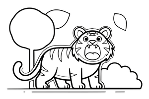 A tiger roaring with its mouth open – Playful Tiger Wild coloring page