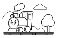 Steam Train a steam – Steam Train Engine Scenes coloring page