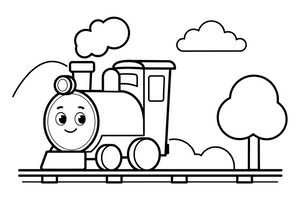 Steam Train a steam – Steam Train Engine Scenes coloring page