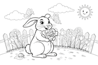 A rabbit eating a leaf of lettuce – Rabbit coloring page