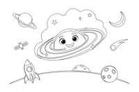 A big spiral galaxy swirling with stars – Exploring Space Objects coloring page