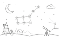 The Big Dipper constellation with stars joined by lines – Twinkling Stars & Constellation Sky coloring page
