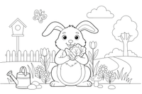 A rabbit eating a leaf of lettuce – Rabbit coloring page