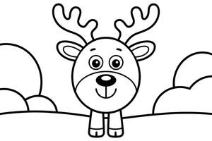 Reindeer snow – Christmas Winter Reindeer coloring page