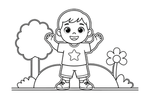 A happy child with a big smile – Feelings coloring page