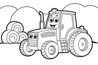Tractor and Hay Bales – Farm Tractors coloring page